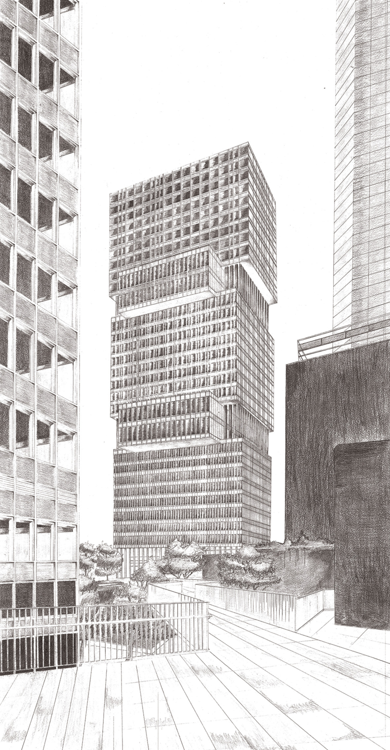 Dessin : Adel Foual & Juliette Guissart. Studio P7/9, ENSA Paris-Malaquais, 2023-2024.