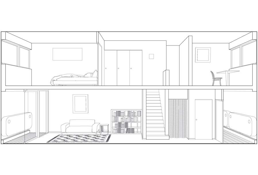 Caserne des sapeurs pompiers, Montrouge. Extrait de l'Atlas numérique du logement collectif dans les Hauts-de-Seine (1945-2000) © Nathan Gatignol | CAUE92.